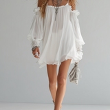 Robe Mini Flottante Style Bohème avec Épaules Dénudées