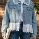 Anouk | Veste en jean, col dentelle