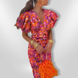 Oranit | Robe en Lin Colorée aux Manches Plissées