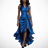 Satin Drapé Robe à la Taille