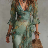 Aurora - Robe longue florale boho à ourlet asymétrique romantique