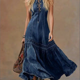 Stella | Robe denim sans manches queue-de-poisson