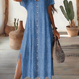 Jade | Robe-chemise en jean, fente devant