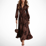 Robe Longue avec Imprimé Vintage Élégant
