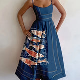Isabeau | Robe midi à imprimé marin