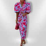 Oranit | Robe en Lin Colorée aux Manches Plissées