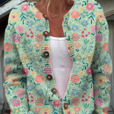 Maëlys | Cardigan tricoté à imprimé champêtre d’été