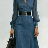 Linda | Robe en jean, manches organza