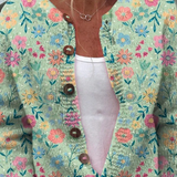 Maëlys | Cardigan tricoté à imprimé champêtre d’été