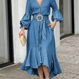 Lena | Robe en jean, décolleté V
