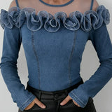 Lotte | Chemise en jean résille-organza