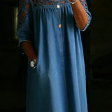 Aveline | Robe en jean avec dentelle