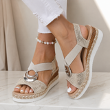Monique | Sandales Confortables Ergonomiques à Talon Compensé