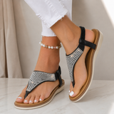 Stella | Sandales Scintillantes Strass Bout Japonais