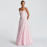 Maria | Robe Longue en Chiffon Jacquard