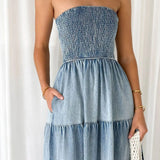 Lucia | Robe denim sans-manches à volants