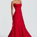 Maria | Robe Longue en Chiffon Jacquard