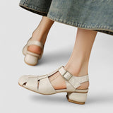 Eveline | Escarpins ouverts en cuir véritable