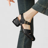 Eveline | Escarpins ouverts en cuir véritable