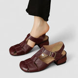 Eveline | Escarpins ouverts en cuir véritable