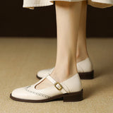 Claudia | Babies cuir vachette, bride T