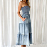 Lucia | Robe denim sans-manches à volants