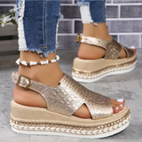 Luxa | Sandales Espadrilles Slingback Métallisées