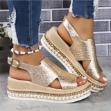 Luxa | Sandales Espadrilles Slingback Métallisées