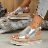Luxa | Sandales Espadrilles Slingback Métallisées