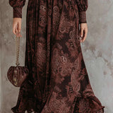 Robe Longue avec Imprimé Vintage Élégant