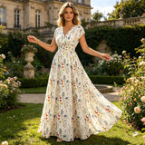 Amélie | Robe Longue Fleurie Élégante à Col V