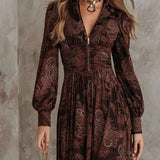 Robe Longue avec Imprimé Vintage Élégant
