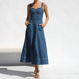 Alba | Robe en jean à bretelles