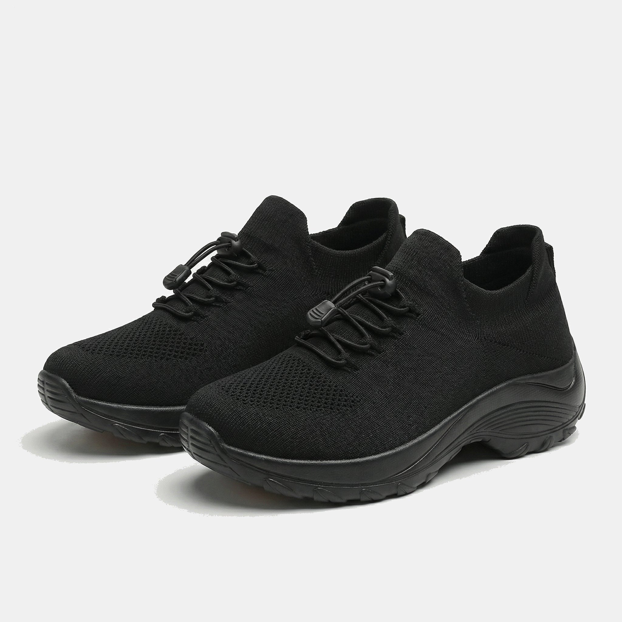 À l'Aise | Ambulo Chaussures Orthopédiques en Tissu Tricoté - Tout Noir - Amélie Delaire