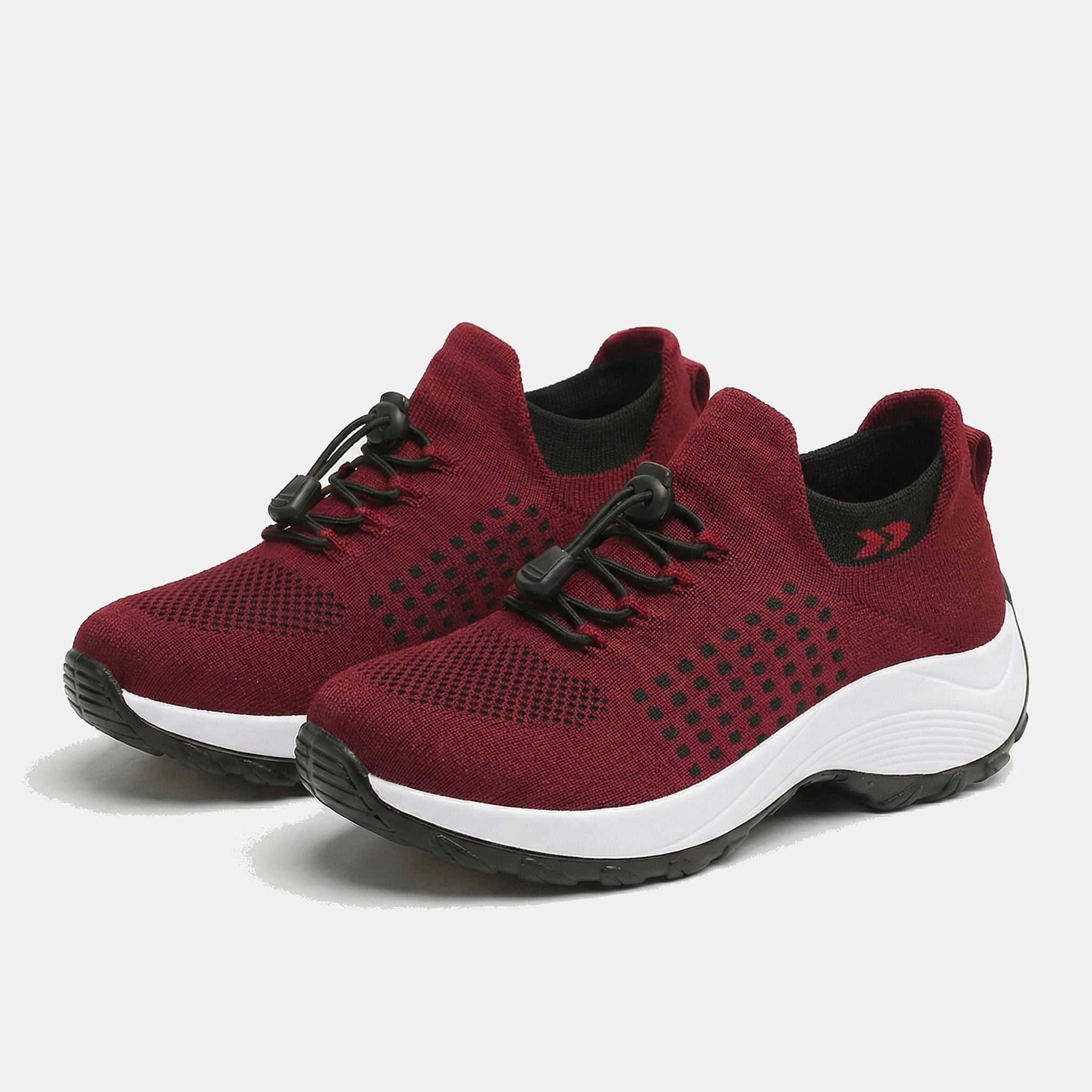 À l'Aise | Chaussures Orthopédiques Ambulo en Tissu Tricoté - Noir Rouge - Amélie Delaire