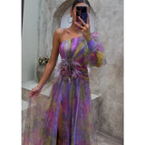Orit | Robe Asymétrique à Manches Uniques et Fente
