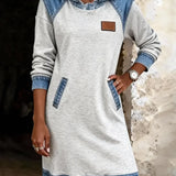 Sabine | Robe à capuche jean patchwork