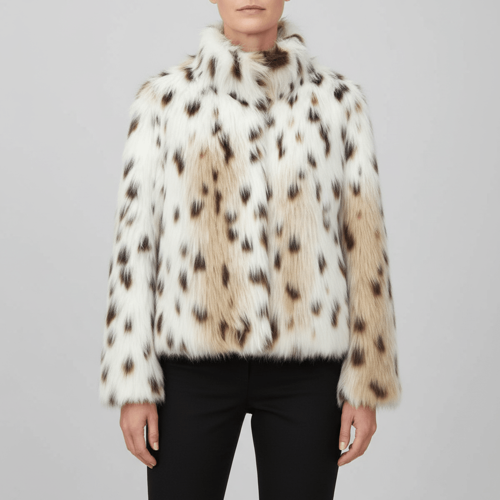 Beverly | Veste en Fausse Fourrure Léopard Ivoire - Amélie Delaire