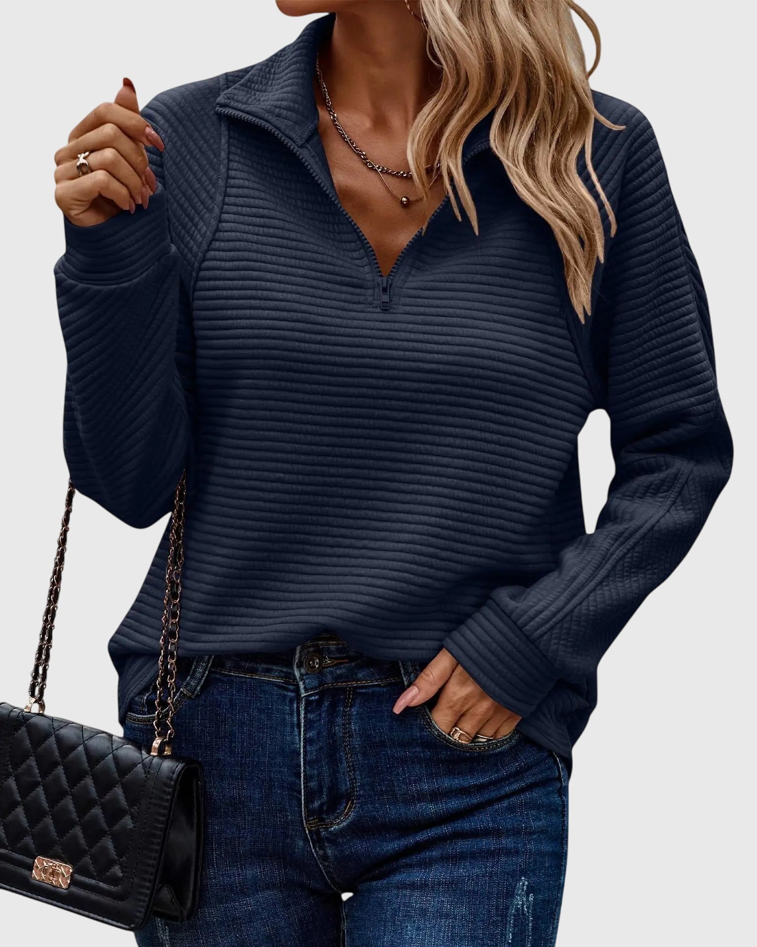 Christine | Pull élégant à demi zip - Amélie Delaire