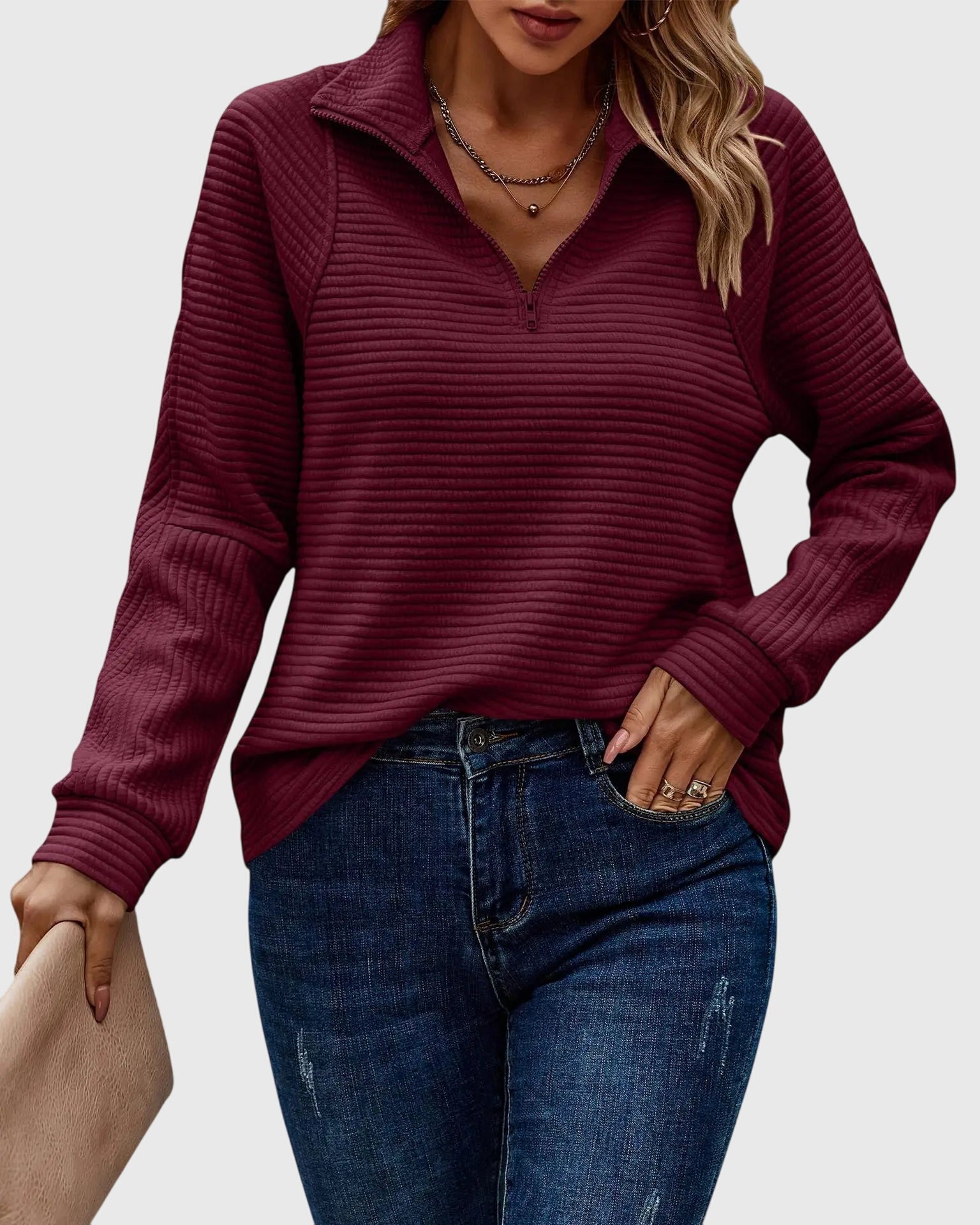 Christine | Pull élégant à demi zip - Amélie Delaire