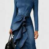Nele | Robe en jean à volants