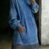 Nadine | Robe en jean à franges