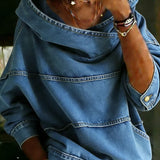 Coralie | Sweat à capuche denim poches
