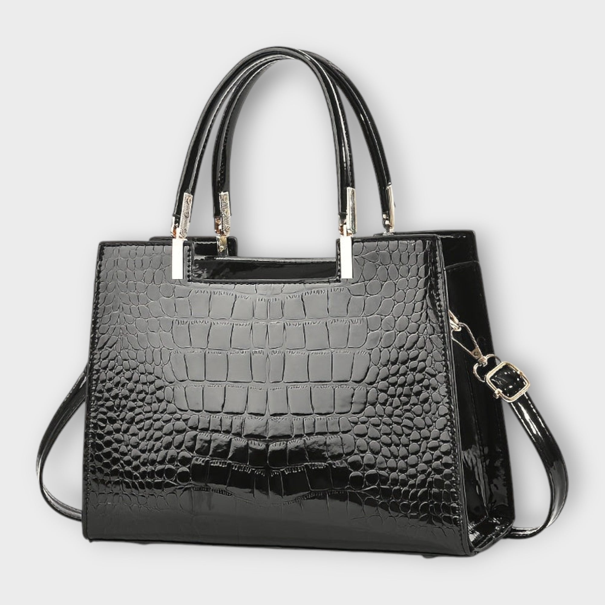 Emilie | Sac à main en cuir crocodile brillant - Amélie Delaire