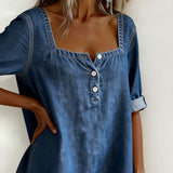 Gabrielle | Blouse en denim col carré