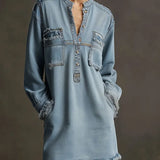Lucie | Robe en jean à franges