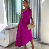Eya | Élégante Robe Maxi Florale à Épaule Unique