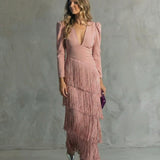 Chiara - Élégante robe avec manches à franges