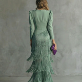 Chiara - Élégante robe avec manches à franges