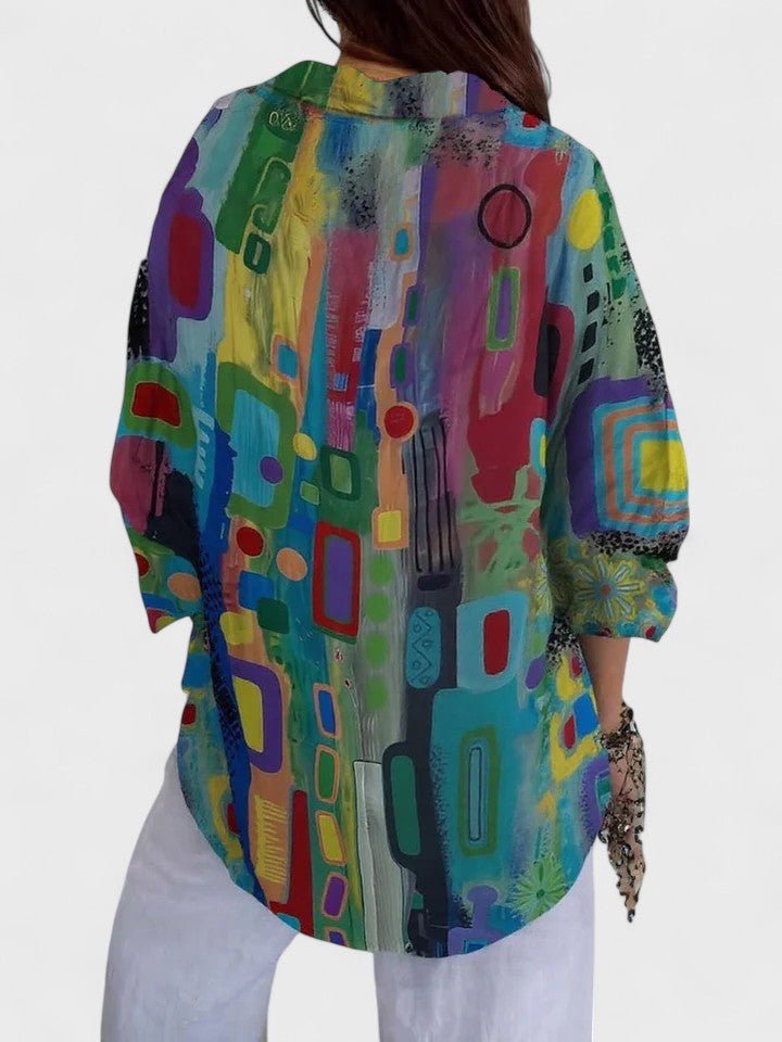 Léa | Blouse Élégante à Motif Géométrique - Amélie Delaire